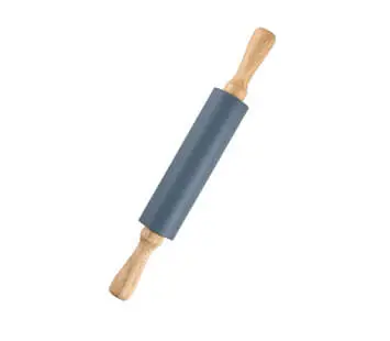 Silicone Rolling Pin Non Stick Surface Wooden Handle