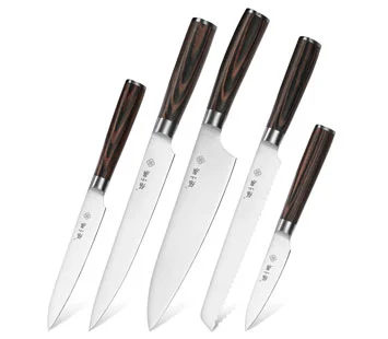 5 Pcs Full Tang Knife Set With Pakkawood Handle