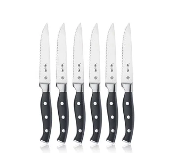 Steak Knife Set, 6pc, Black ABS Handle